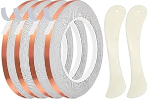 AONUOAO 7/32 Inch Silver Lined Copper Foil Tape for Stained Glass and Crafts, 4 Rolls 36 Yards Silver Back Copper foil Tape for Soldering, Stained Glass Supplies