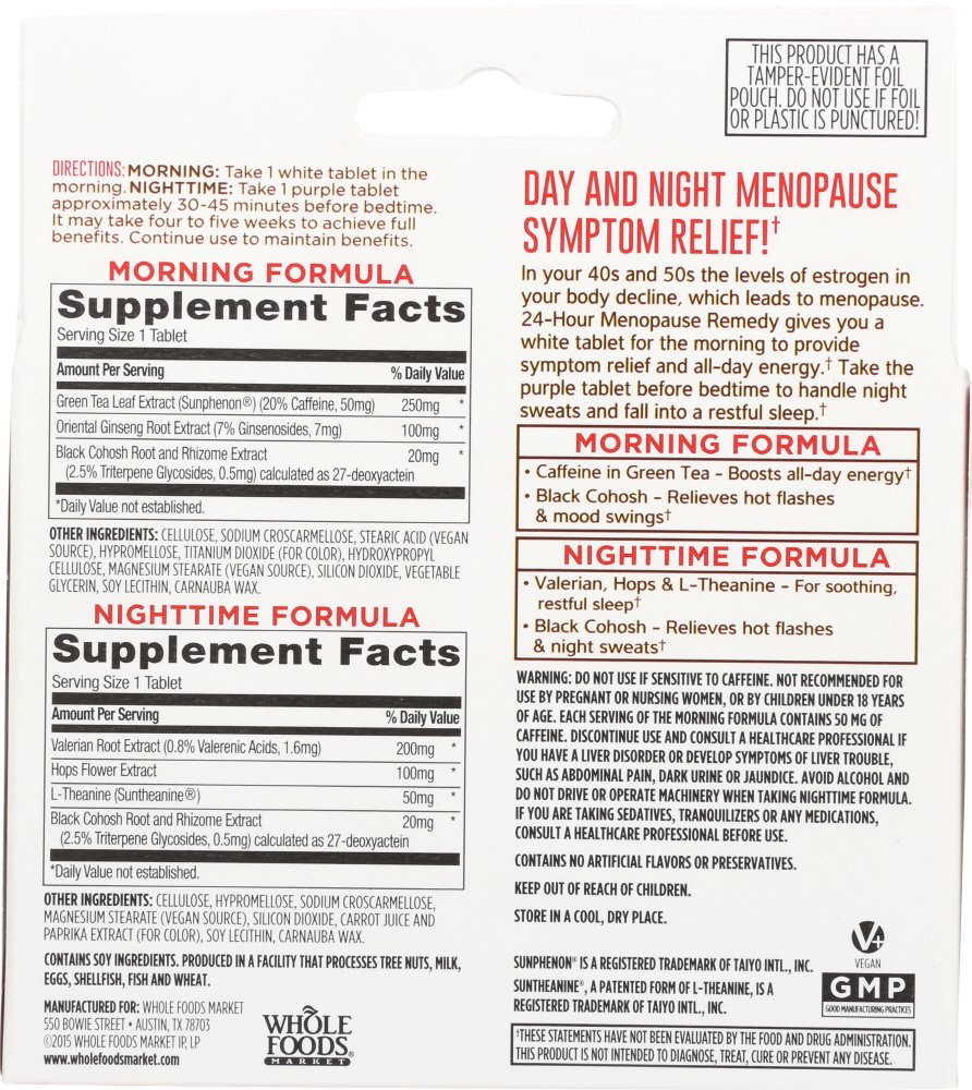 Whole Foods Market 24 Hour Menopause Remedy 60 Ct Buy Online