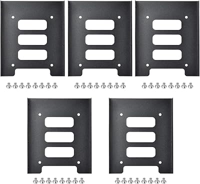 TRIXES 5pk Black Metal Internal Mounting Kits for 2.5" SSD & 3.5" HDD