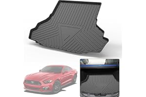 Elsetyler Cargo Liner for 2015-2020 2021 2022 2023 2024 2025 Mustang - Black TPO All Weather Heavy Duty Waterproof Rear Cargo Tray Trunk Floor Mat Protector Compatible with 2015-2025 Ford Mustang