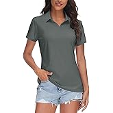 TACVASEN Women's V-Neck Polo Shirts UPF 50+ Short Sleeve Sun Protection Quick Dry Golf Polos Collared Shirt