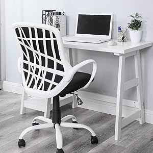 HOMY CASA Modern Fabric Computer Home Office Task Chair Ergonomic Mid Back Mesh Office Chair with Adjustable and Height 360 Degree Castor Wheels for Home, Office