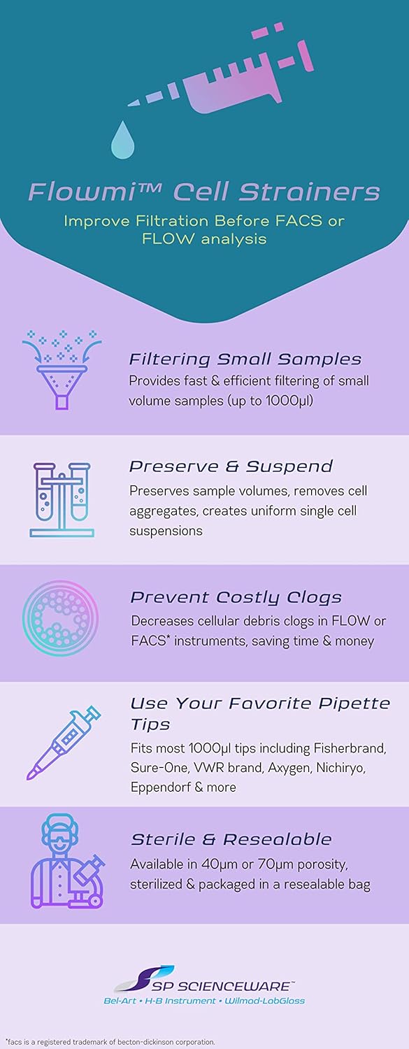 BelArt H136800070 Flowmi 70 Micron Cell Strainer for 1000 Microliter