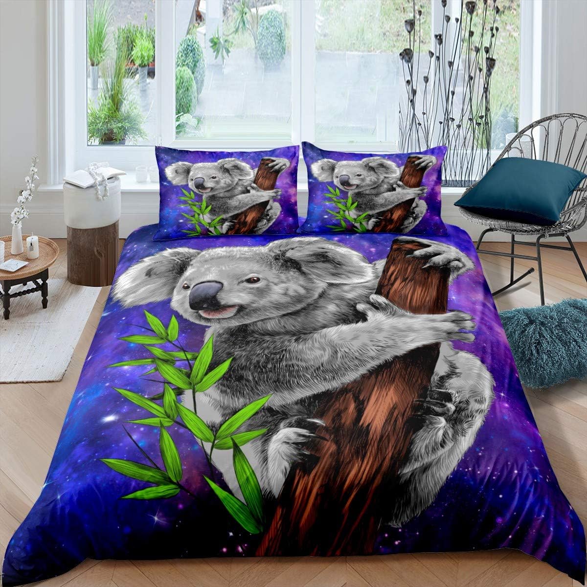 Kids Koala Duvet Cover Full Size Children Cute Cartoon Zoo