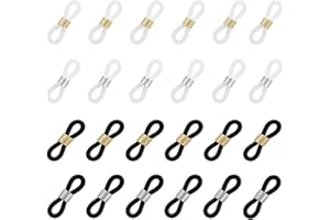 HUIHUIBAO 24 Pieces Eyeglass Chain Ends Adjustable Spring Rubber Ends Connectors for Eye Glasses Holder Necklace Chain, 20 x 5mm, Assorted Color