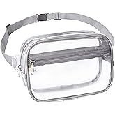Clearworld Fanny Pack, Clear Fanny Pack for Women Men, Stadium Approved Waist Pack with Adjustable Strap,Fashion Belt Bag for Festival, Games,Travel and Concerts,Gray