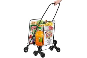 TackView Folding Shopping Cart,110 LBS Capacity Utility Cart with Stair Climbing Wheels, 22 - Gallon Large Basket, 360° Swive