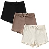 SOBOWO Toddler Girl Shorts Ribbed 3 Pack Baby Girls Solid Soft Elastic Waist Casual Playing Shorts Summer Short Pants