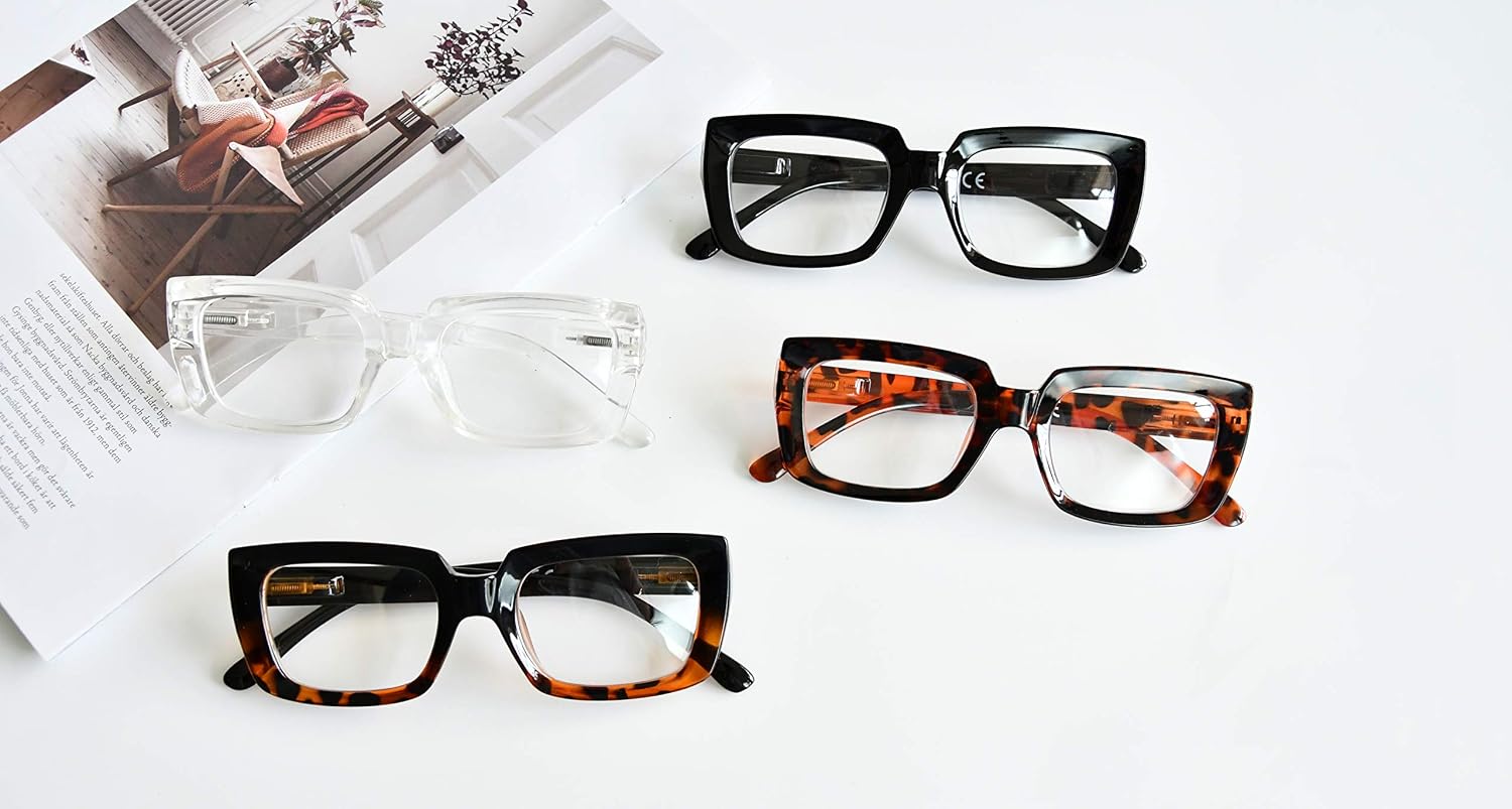Eyekepper 4 Pack Ladies Reading Glasses - Stylish Oversized Square Readers for Women +2.00, 4 works Mix - Image 5
