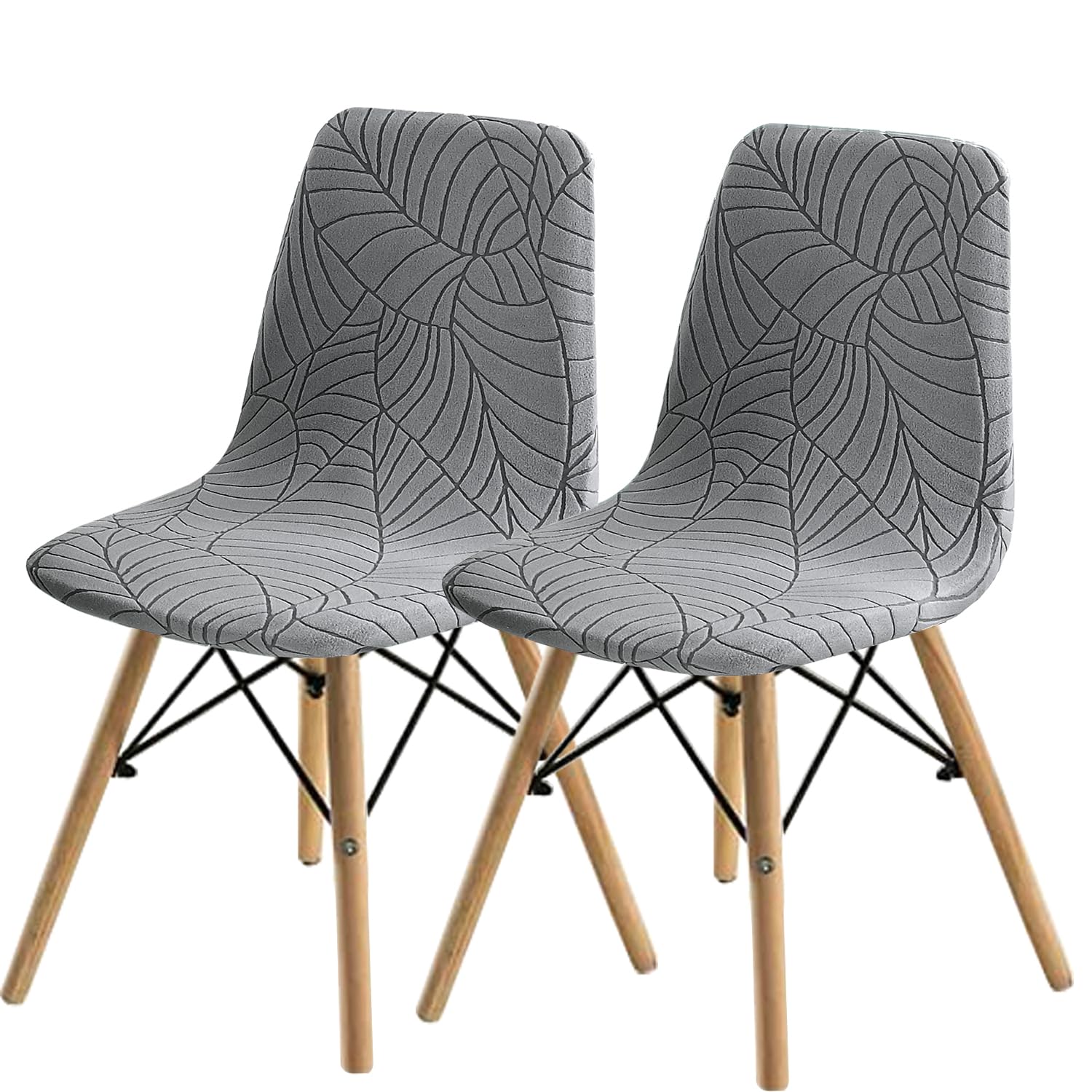 SHENGYIJING Dining Chairs Covers Set of 2/4/6,Style Shell Dining Chair Mid Century Modern Chair Sipcover,Upholstered Dining Accent Side Chair Covers (Light Grey1,2 Pieces)