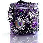 Jollyhit Gift-Ready Witchy Aesthetic Mystery Jewelry Jar, 30PCS Witchy Whimsical Costume Jewelry Set with Necklaces Earrings Rings and Bracelets, Unique Anniversary Birthday Friendship Valentine Gift