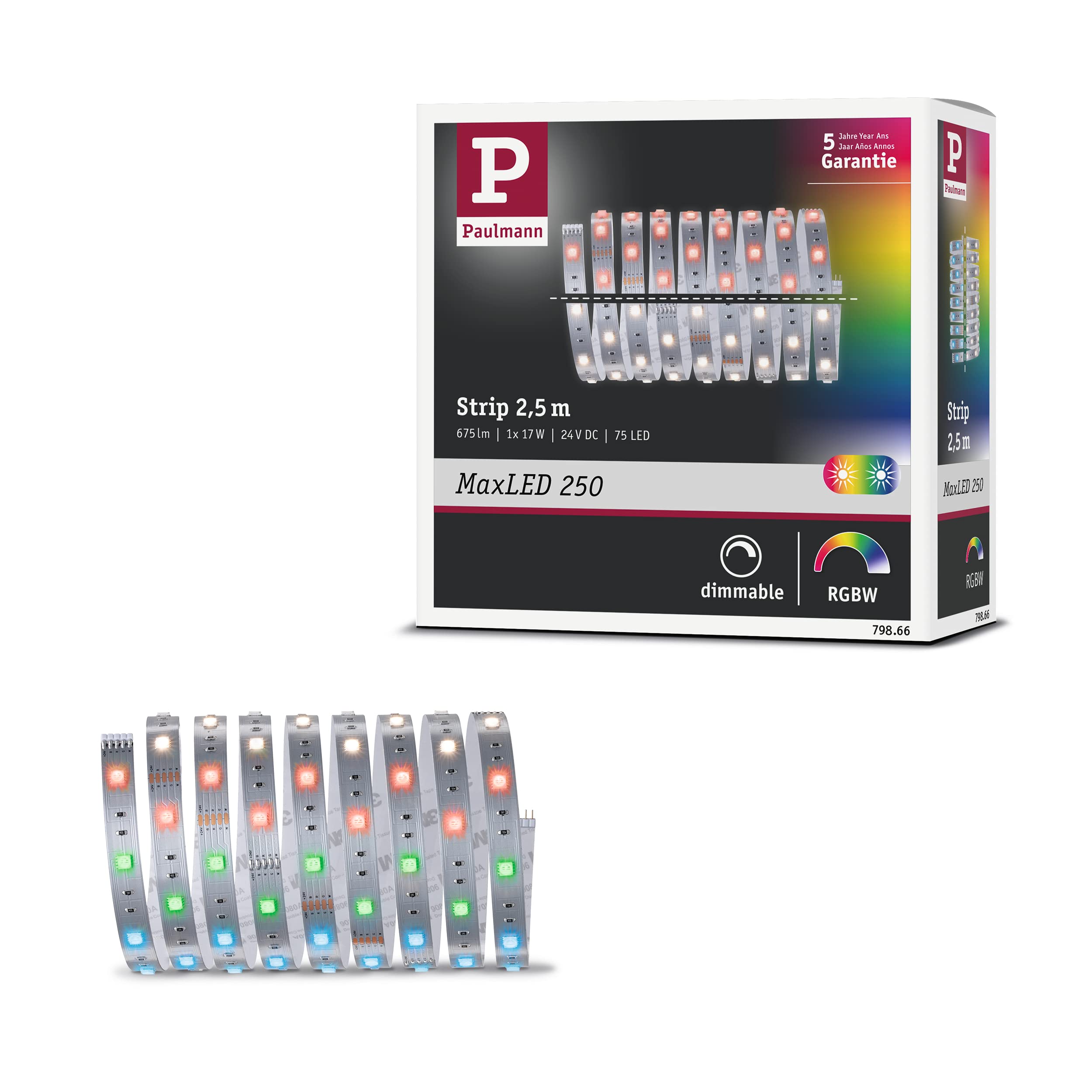 Paulmann 79866 MaxLED 250 LED Strip 2.5m RGBW IP20 incl. 1x16W Strip Lighting Strip 3000 K