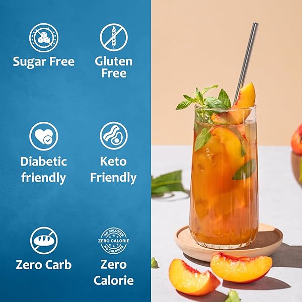 SYRUVIA SUGAR-FREE PEACH SYRUP, FLAVORED SYRUP FOR DRINKS, COCKTAILS, LEMONADES, ICED TEAS, AND DESSERTS – 25.4 FL OZ