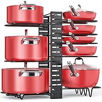 Pan Organizer Rack for Cabinet, Pot Rack with 3 DIY Methods, Adjustable Pots and Pans Organizer under Cabinet with 8…