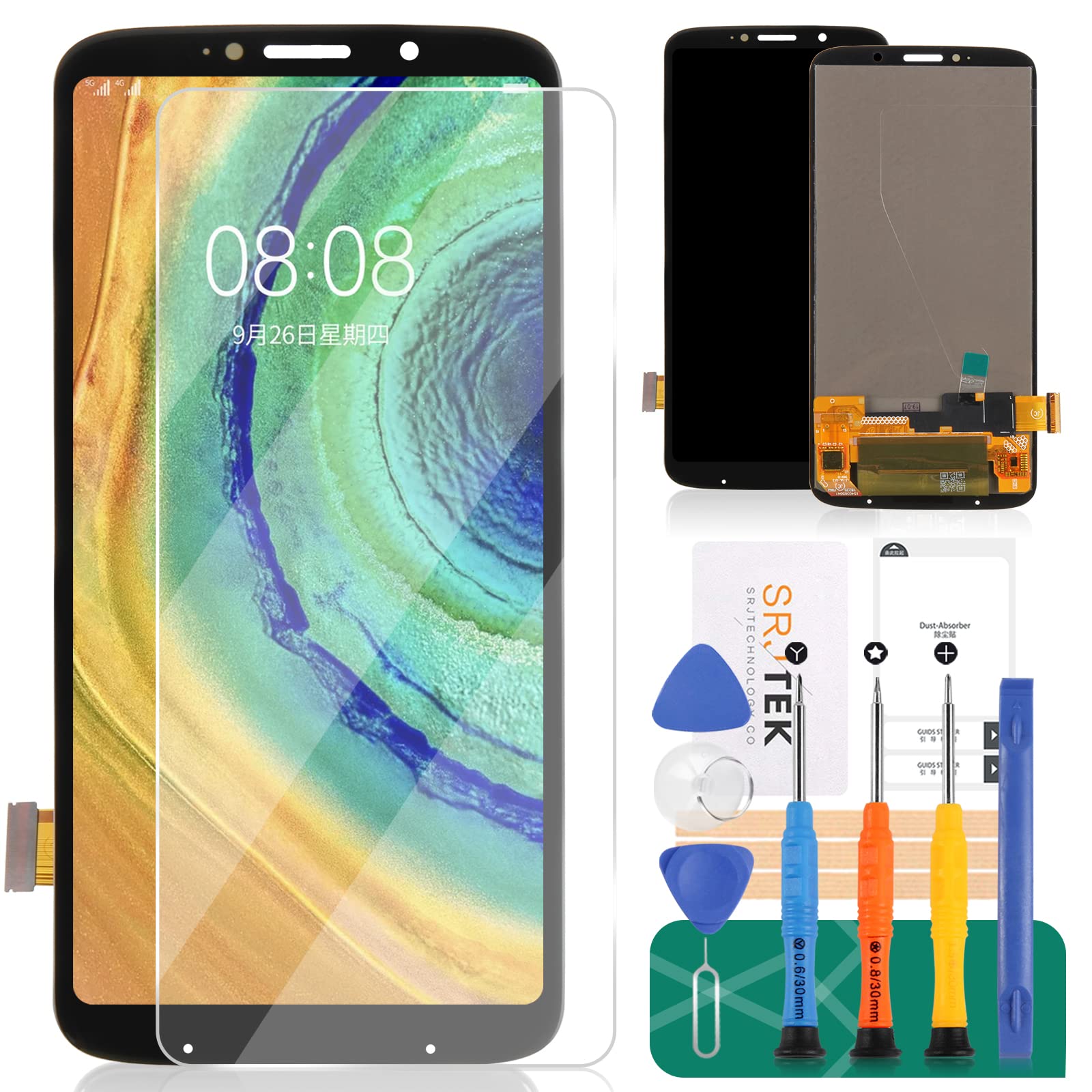 for Moto Z3 Play Screen Replacement-LCD Screen Touch Digitizer Display for Motorola Moto Z3 Play XT1929-1 XT1929-3 XT1929-4 XT1929-5 XT1929-6 XT1929-6M XT1929-8 XT1929-15 XT1929-17,Tempered Glass