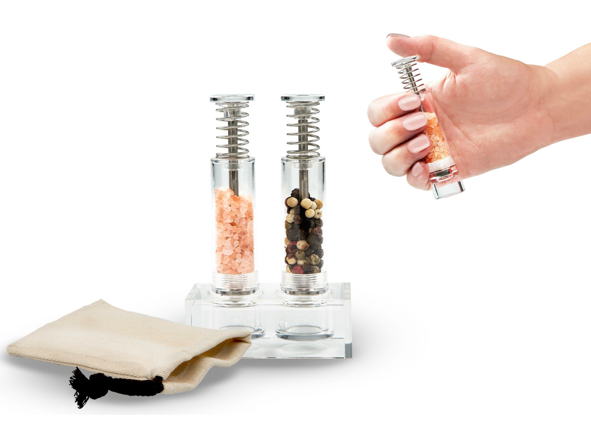 Travel Salt And Pepper Grinder Set, Grind Gourmet Original Pump Grind