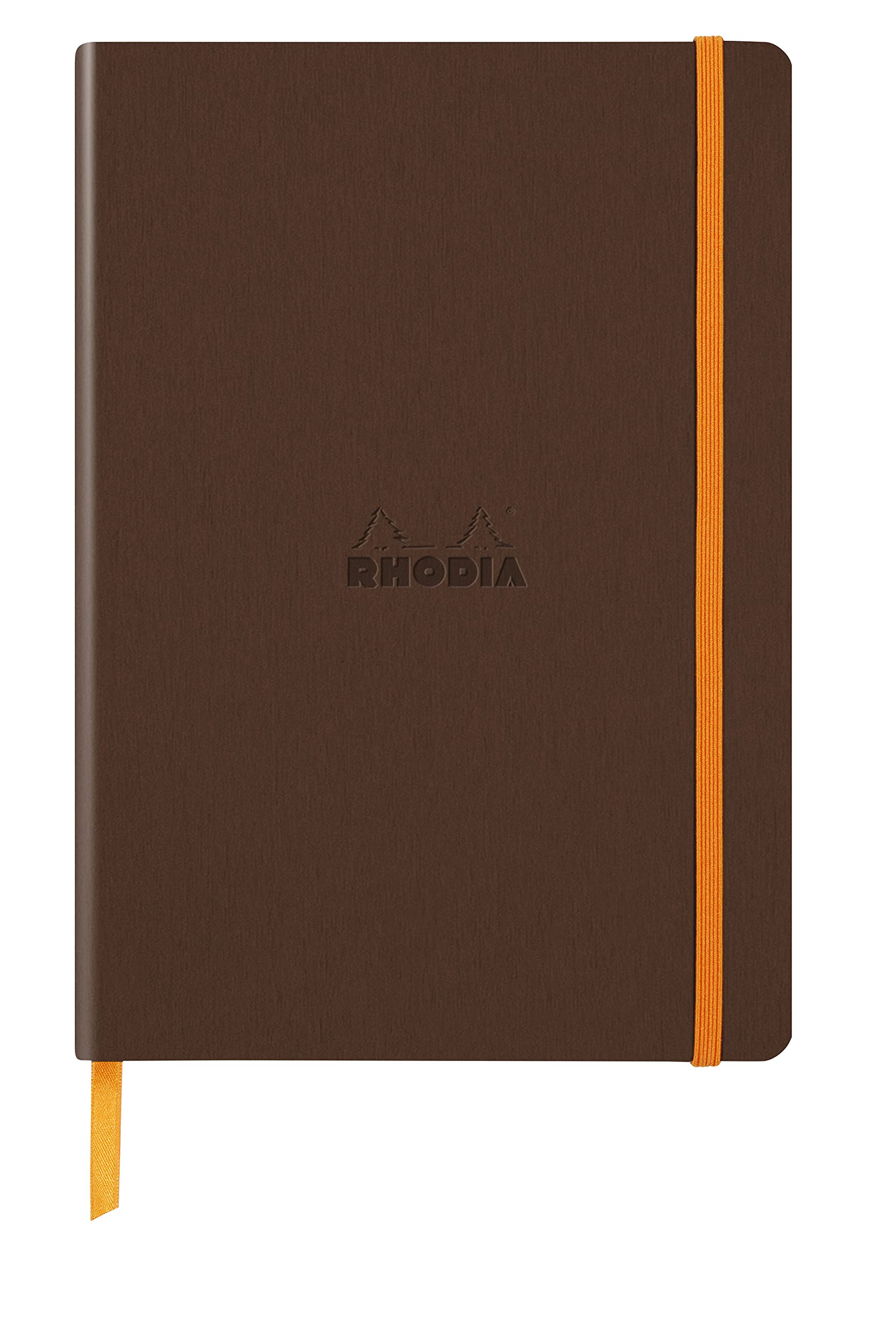 RHODIA 117478C - Bronze Flexible Notebook - A5 - Dotted Dot - 160 pages - Ivory Clairefontaine Paper 90 g/m - Bookmark, Elastic Closure - Faux Leather Cover - Rhodiarama Collection
