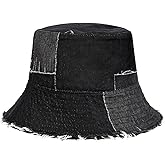 JAZTAKU Denim Bucket Hat for Women Festival Safari Boonie Packable Cap Washed Summer Beach Sun Hats