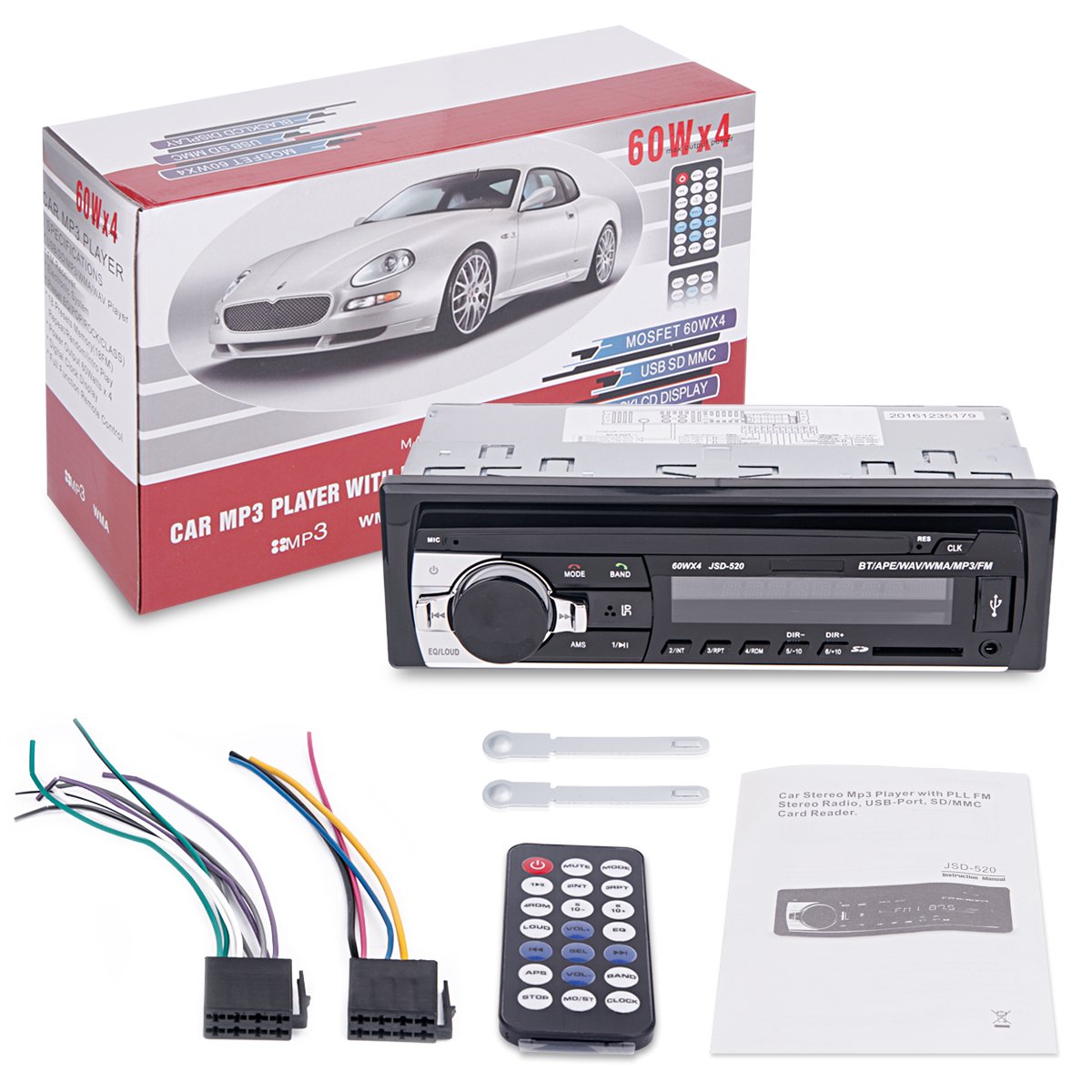 Car Stereo with Bluetooth, Huicocy Universal In-Dash Single Din Car Radio Receiver MP3 Player/USB/SD Card/AUX/FM Radio with Remote Control