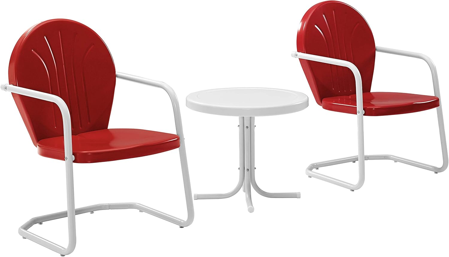 Crosley Furniture Griffith 3-Piece Metal Outdoor Conversation Set with Table and 2 Chairs - Red: Garden & Outdoor
