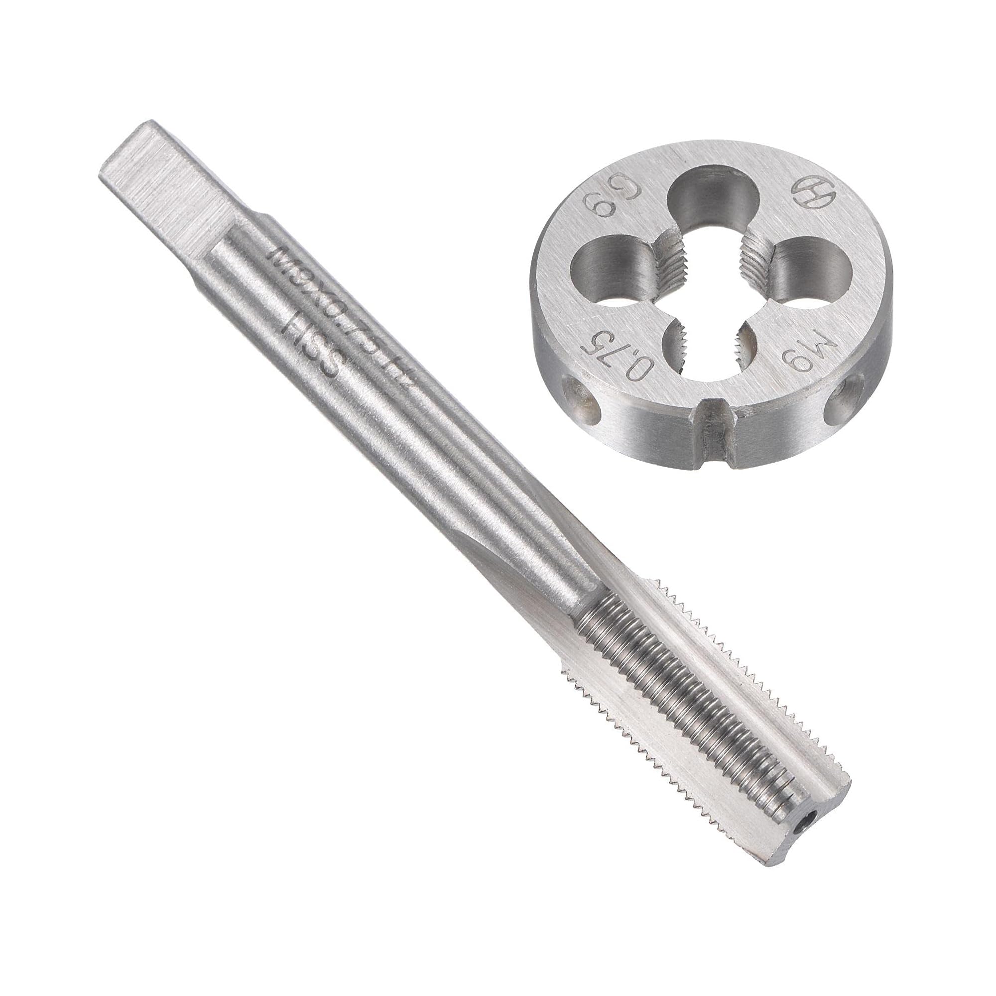 MACHSWON M9 x 0.75mm Metric Tap and Die Set - Machine Thread Screw Tap with Round Threading Die Kit for Thread Repair