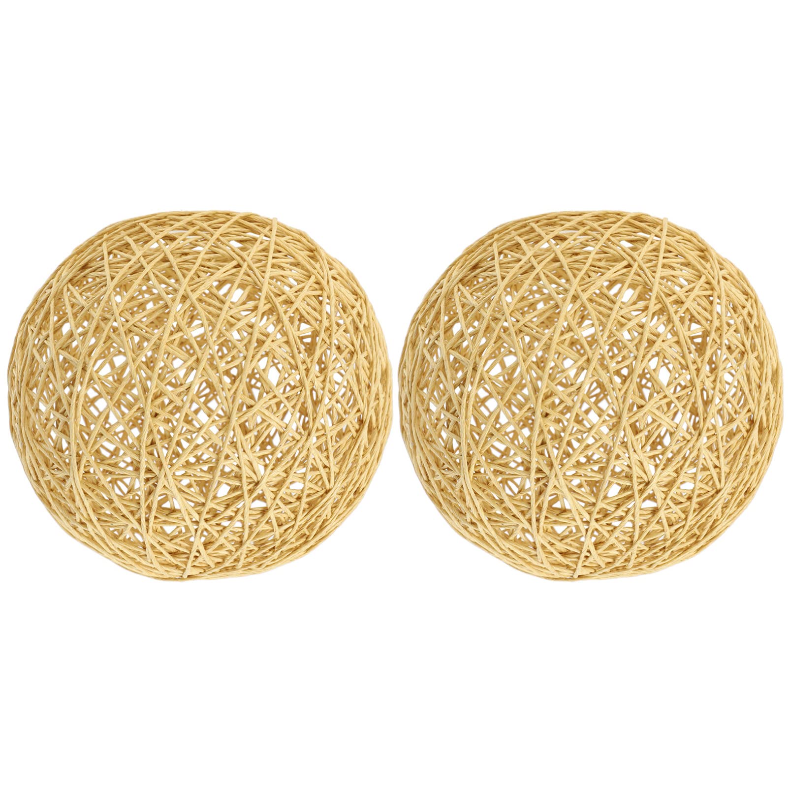 Hemoton Ceiling Light Cover 2Pcs Rattan Woven Lamp Shade Rattan Ball Chandelier Lamp Shade Clip- On Vintage Table Light Cover Floor Lamp Replacement Shade Drum