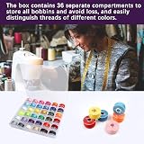 YUEYUAN 36 Pcs Sewing Machine Bobbins Thread Kit with Storage Box view 2