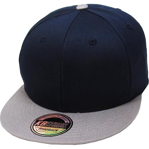 Classic Snapback Hat Blank Cap - Cotton & Wool Blend Flat Visor