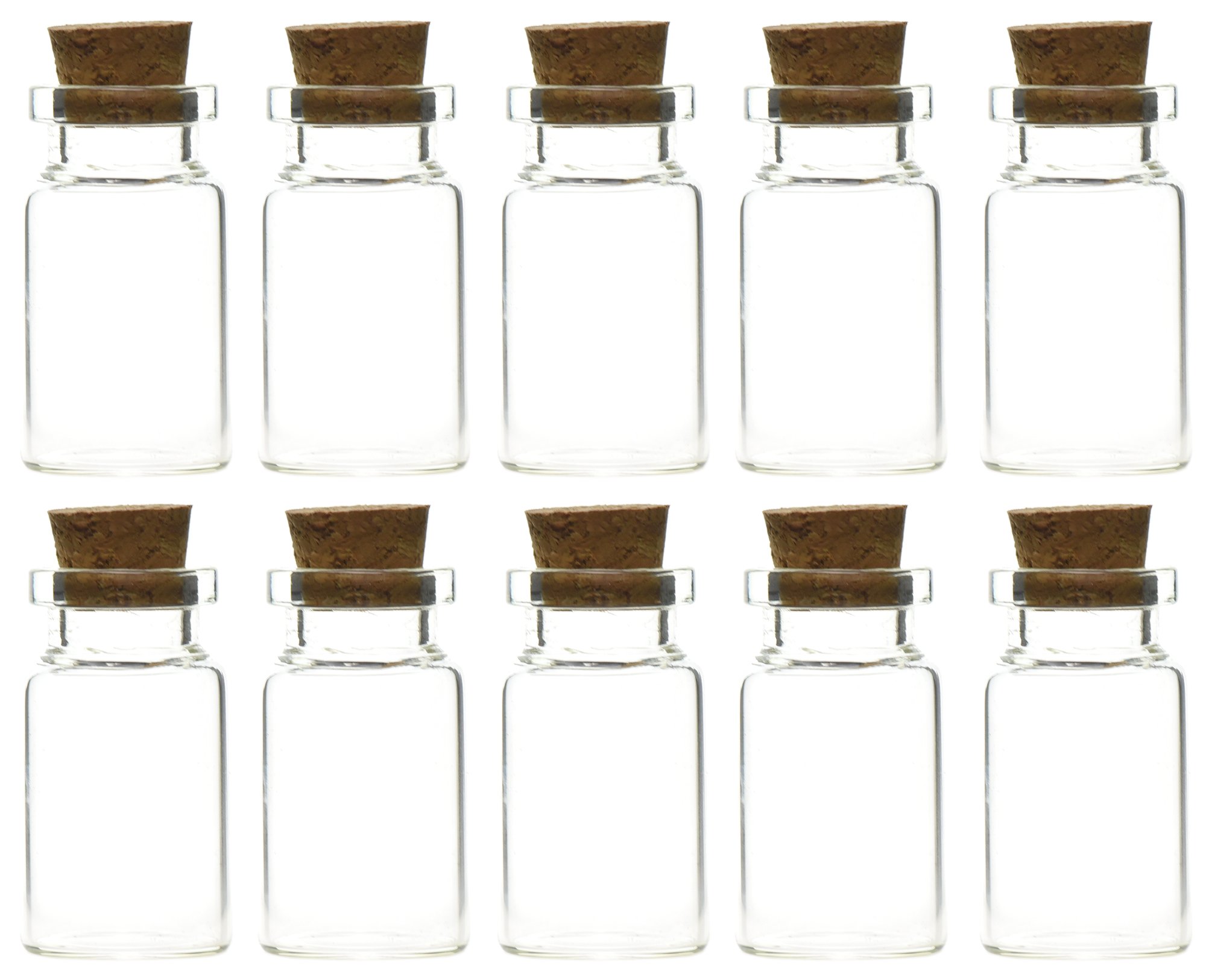 FiveSeasonStuff® 7ml (23 Pcs) Mini Transparent Glass Bottles/Jars with Cork Stoppers for Scents, Oils, Spices, Wedding, Jewelry, Message, Party Favors etc