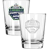 The Memory Company Officially Licensed NFL Seattle Seahawks 2026 Super Bowl LX Champions 2-Pack 15oz Double Old Fashioned Glass Set, Etched