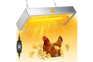600W Chicken Coop Heater Lamp, Large Brooder Heat Lamp for Chickens, Adjustable Temp and Height, No Assembly Heater for Chick
