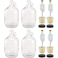 North Mountain Supply - B084KXX553 1 Gallon Glass Fermenting Jug with Handle, 6.5 Rubber Stopper, Twin Bubble Airlock…
