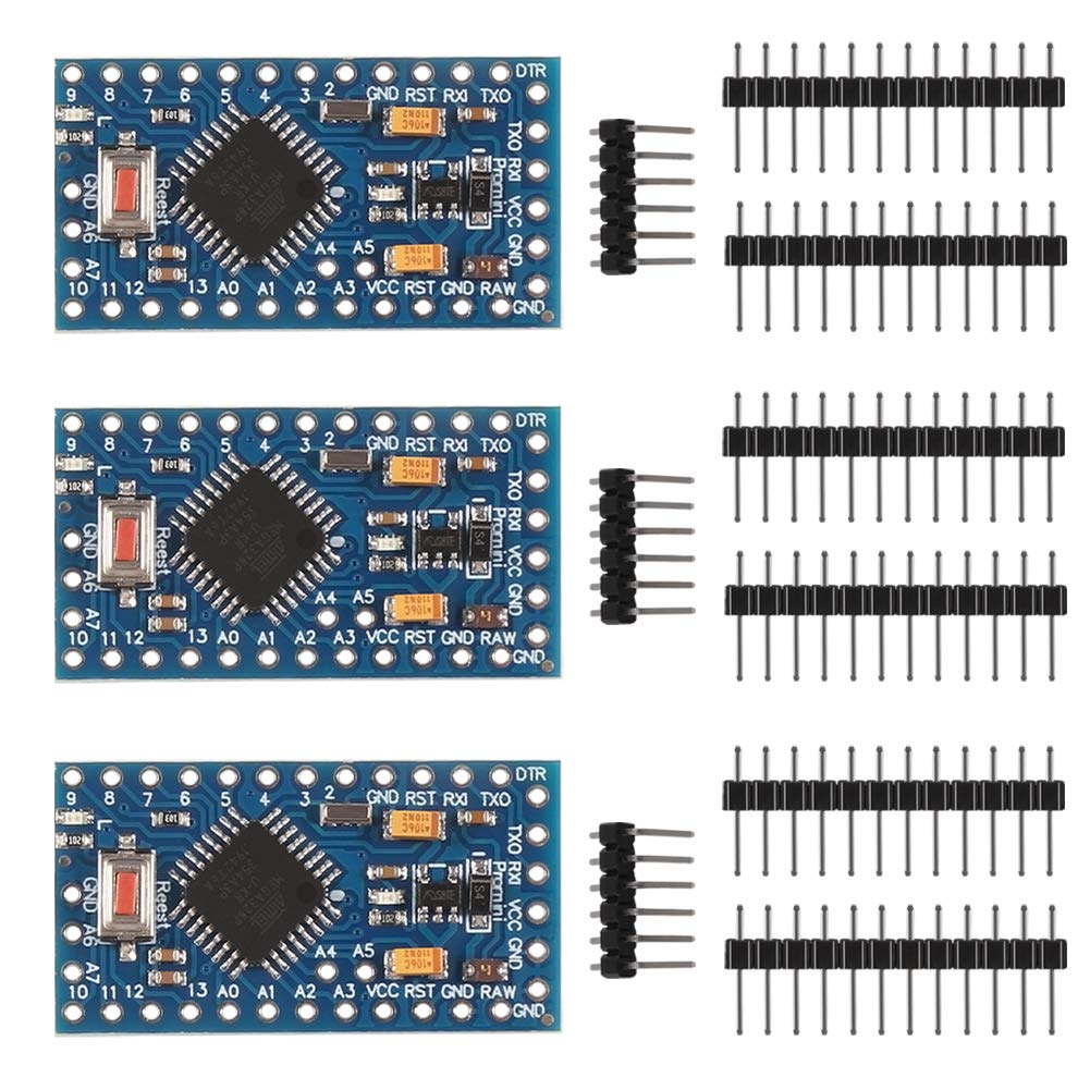 AITRIP 3 Pack PRO Mini Atmega328P-AU 5V/16MHz Development Board Microcontroller Bootloadered with Pin Headers for Arduino (3PCS)