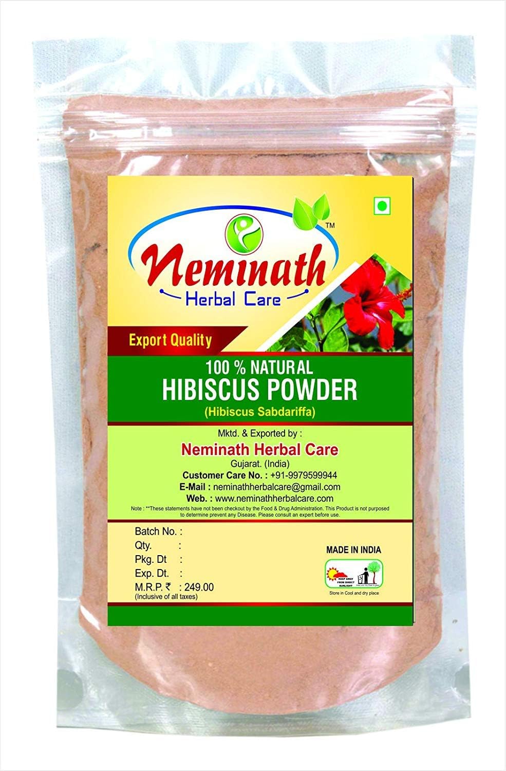 Hibiscus Flower (Rosa Sinensis) Powder 100 gm (3.52 OZ)