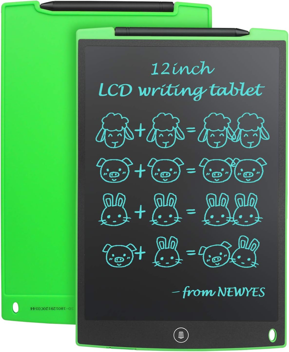 NEWYES 12" Tableta de Escritura LCD, Tableta gráfica, Ideal para hogar, Escuela u Oficina. Pilas Incluidas y 2 Imanes para la Nevera (Verde)
