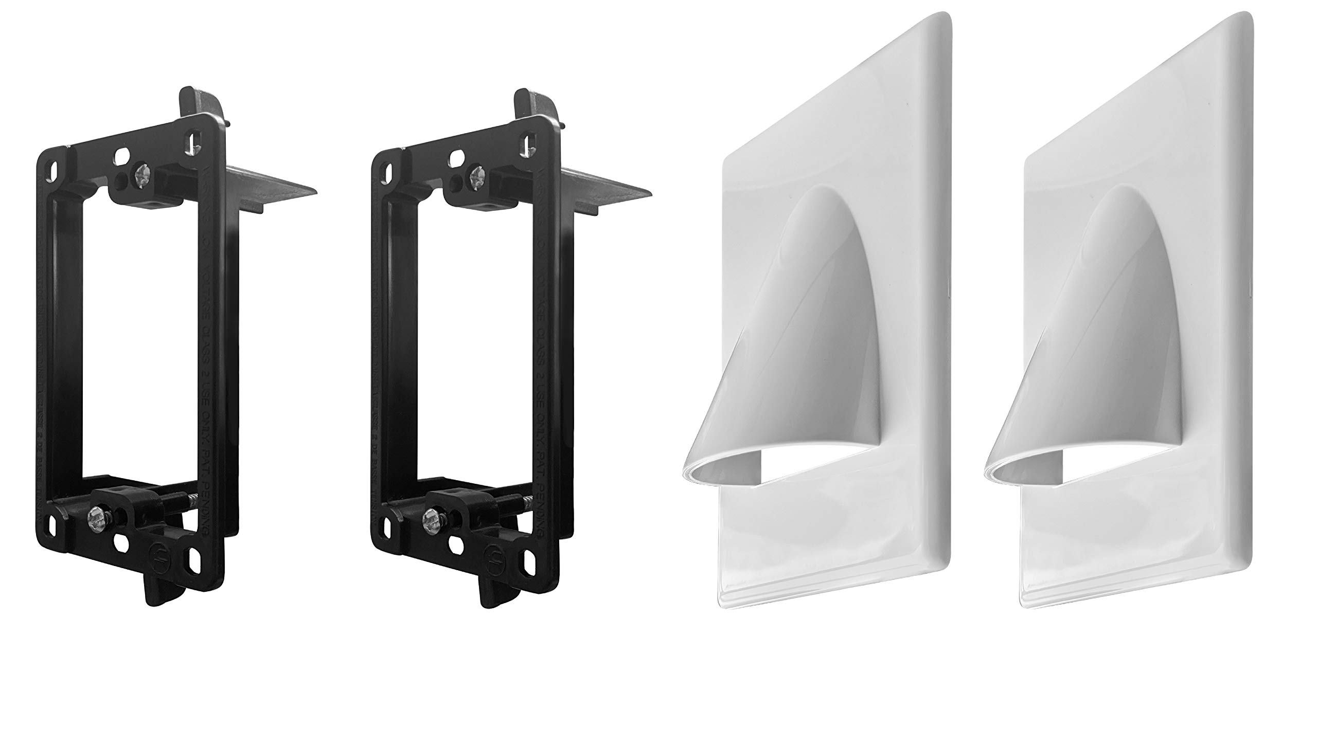 Photo 1 of 2 Pack Wall Plate Cable Pass Through with Bracket - In Wall Cable Management Kit - Snap ON Wall Plate with Single Gang Low Voltage Mounting Bracket - Decorator Cover for Low Voltage Cables