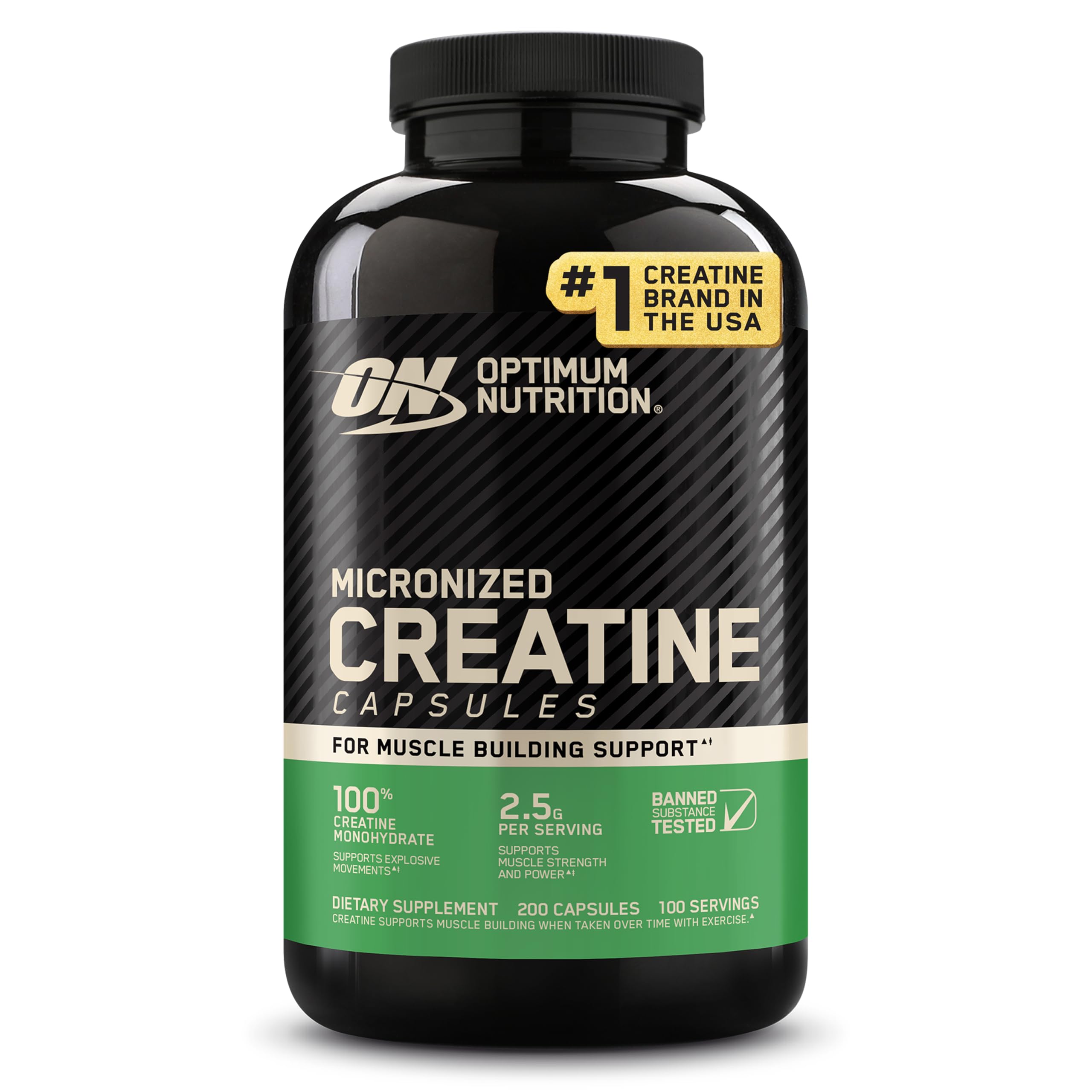 Optimum Nutrition Micronized Creatine Monohydrate Capsules, 200 Ct