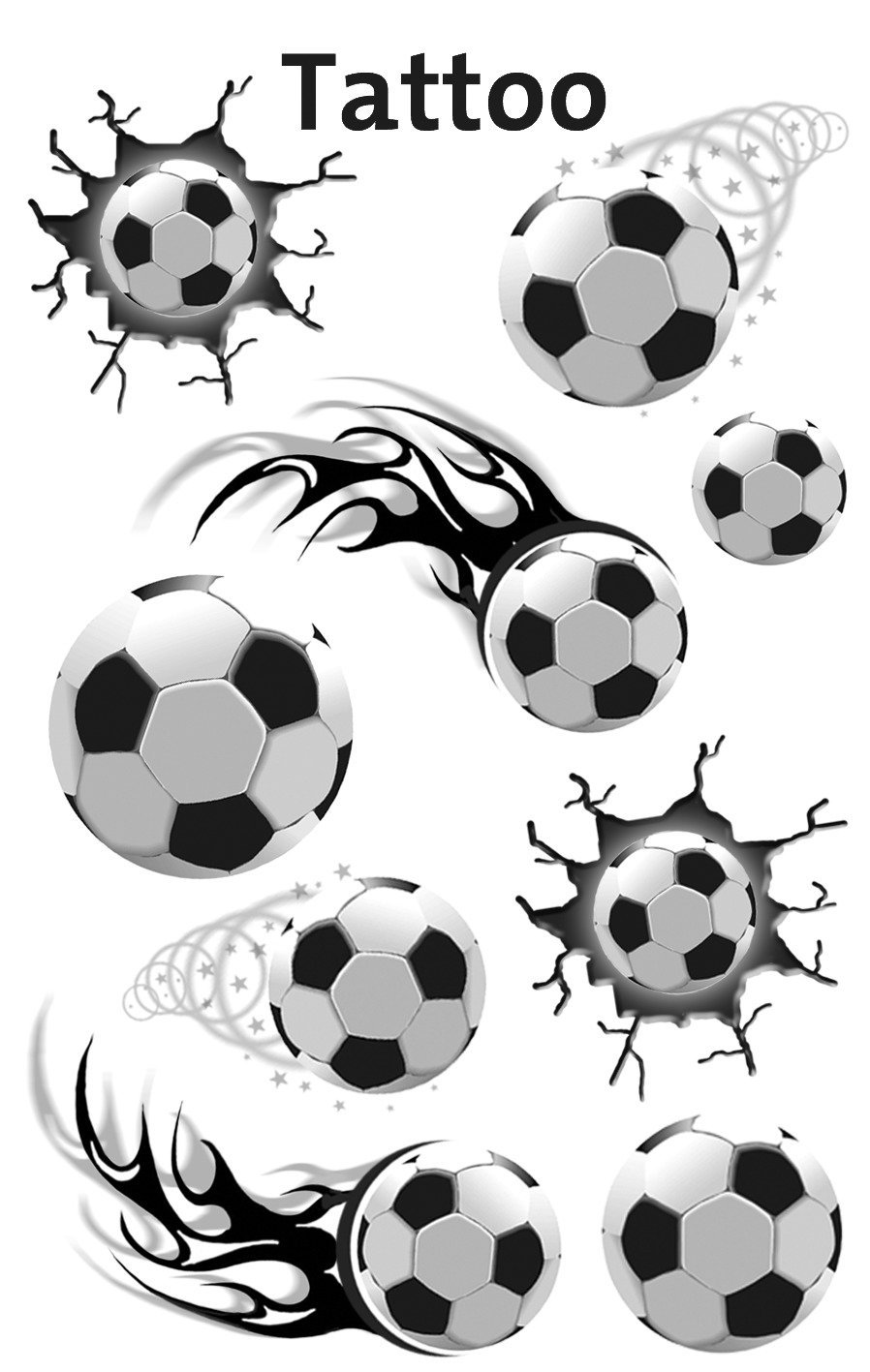 Avery Zweckform Football Tattoos 9 Aufkleber Colourful