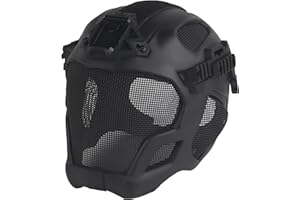Willbebest Tactical Airsoft Helmet, High-end Paintball Full Face Mask Helmet (Built-in HD Headset and Anti-Fog Fan, Options) for Outdoor CS Games