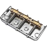 Guyker Fixed Short Bridge Assembly with Brass Compensated 3-Saddle and Steel Base Plate Compatible with Vintage TL Start ST Electric Guitar, GT02