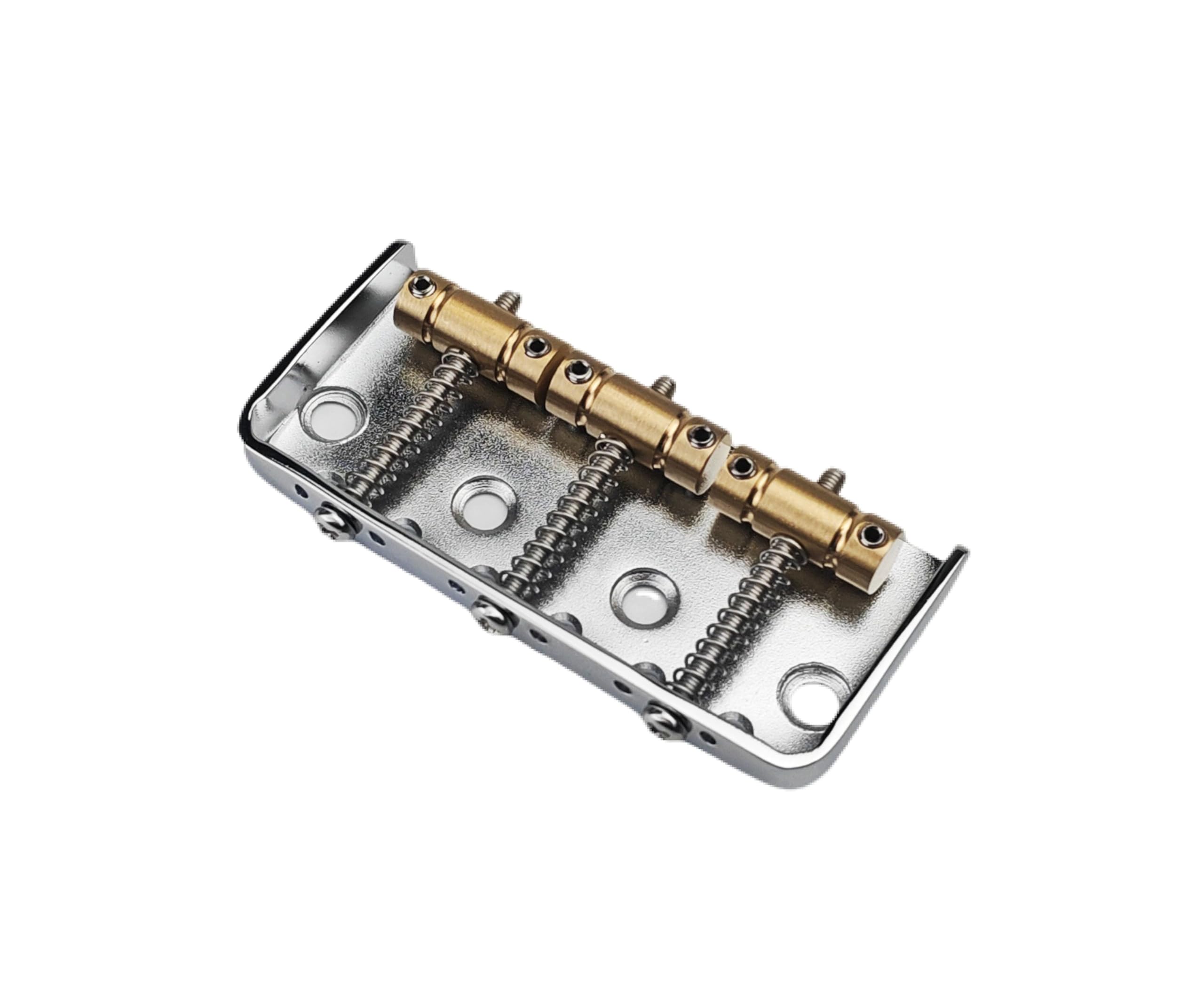 Guyker Fixed Short Bridge Assembly with Brass Compensated 3-Saddle and Steel Base Plate Compatible with Vintage TL Start ST Electric Guitar, GT02