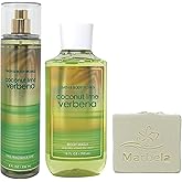 Bath & Body Works Coconut Lime Verbena Fragrance Mist and Body Wash Duo Set with a Natural Oats Bar Soap - Full Size