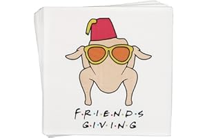 AISOSIKS Friendsgiving Napkins, Thanksgiving Napkins, Happy Friendsgiving Party Decorations, Fall Thanksgiving Decorations, 5 x 5 Inch, 50-Pack