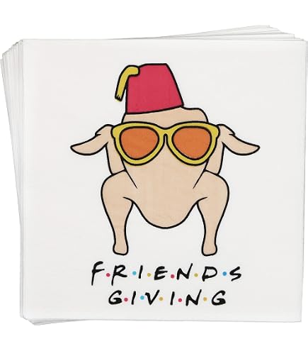 American Greetings Friendsgiving Beverage Napkins, 50 Count - Happy Friendsgiving Gold Script On Blue, 5x5 Inches