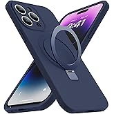 SKYLMW Designed for iPhone 15 Pro Max Case with Magnetic Invisible Stand Compatible with Mag-Safe Military Drop Tested Shockproof Silicone Phone Cases for Women Men 6.7'', Dark Blue