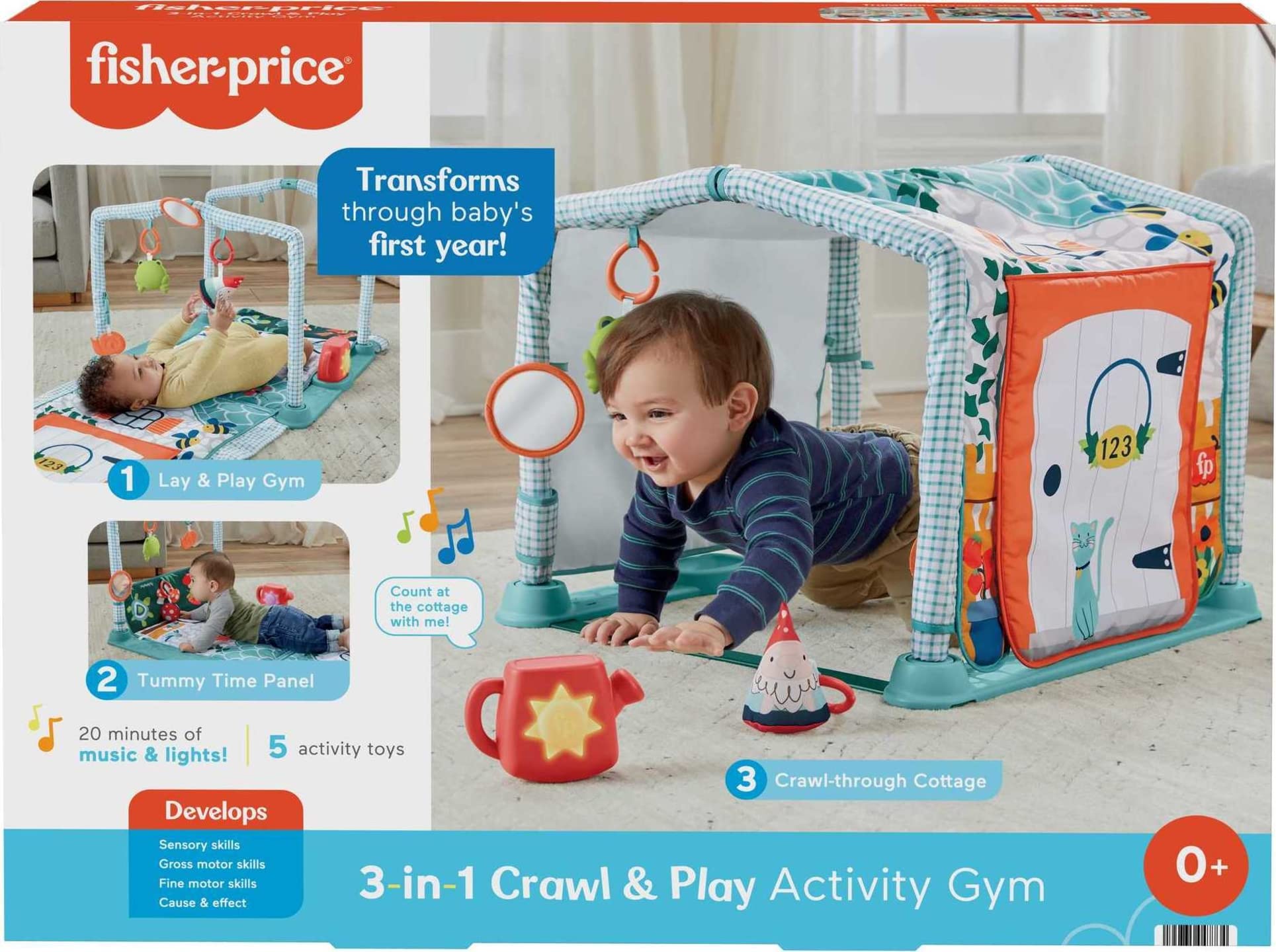 FisherPrice Baby Playmat 3In1 Crawl & Play Activity Gym With 5 Baby