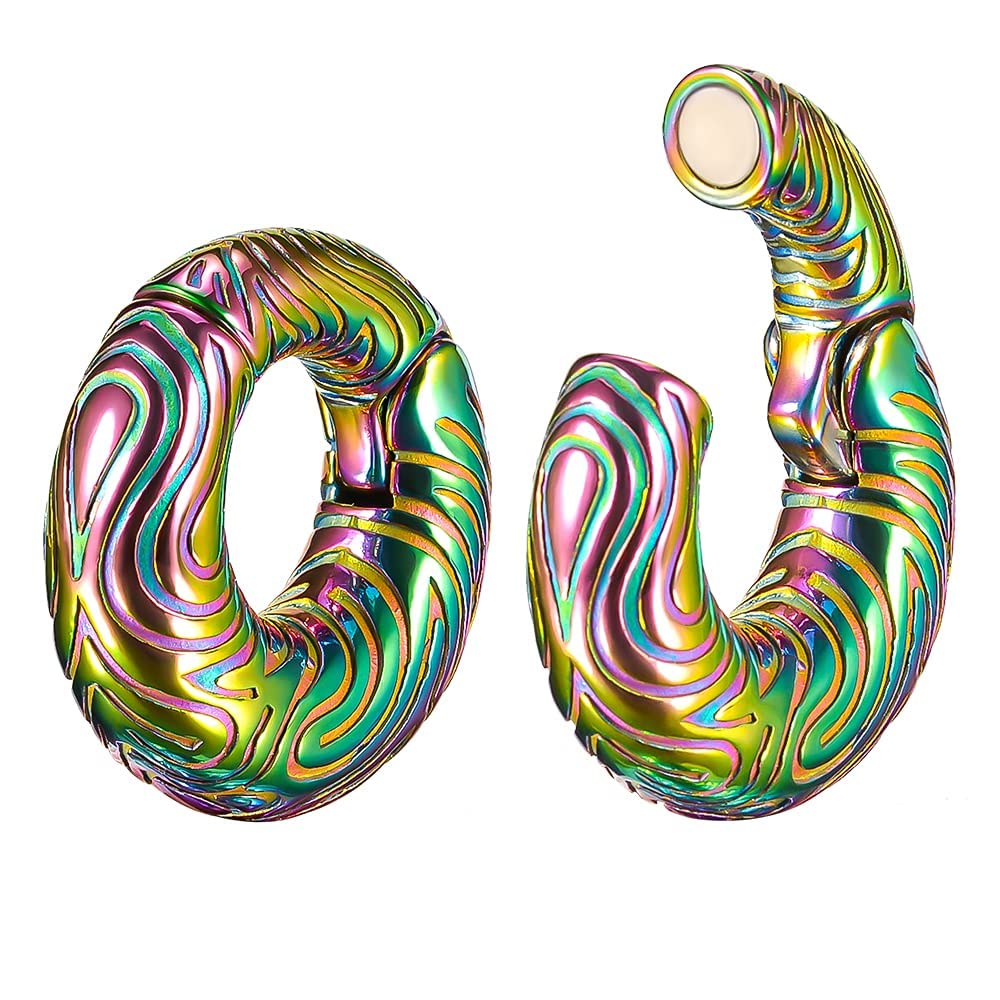 KOOBODY 0g(8mm) Stainless Steel Magnetic Ear Hanger Weight for Stretching Ear Lobe Women Men Dangle Plugs Tunnels Body Piercing Jewelry Kit