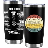 pinvgsbu 60th Birthday Gifts for Women Men, 20oz Insulated Tumbler Gifts for 60 Year Old Men or Women, 60 Year Old Birthday Gifts for Women Men, Funny Back to 1965 Cup Present