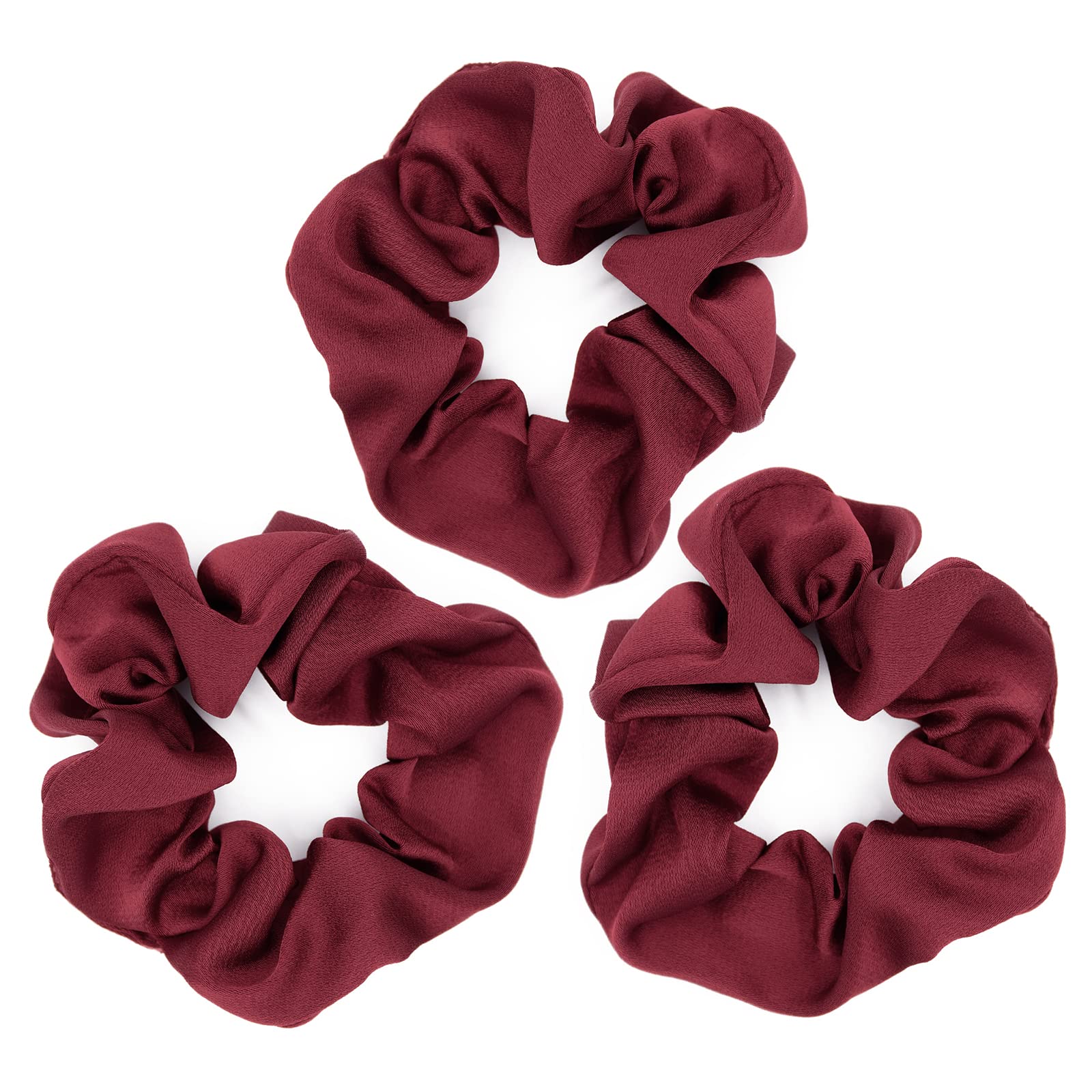 scicent Hair Scrunchies for Women 3 Pack Satin Silk Elastic Hair Bands Scrunchy Ropes Elastic Ponytail Holders for Girls Hair Accessaries, Red — image 1