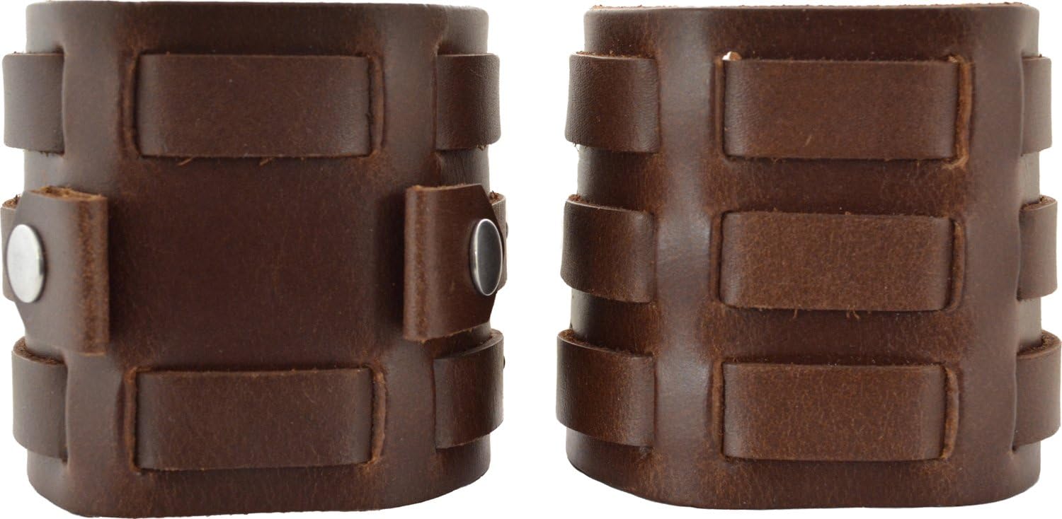 CuffWatches 3 Strap Leather Watch Band & Wristband Set Dark Brown